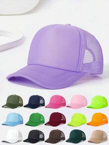 1顶/3顶纯色休闲网眼透气棒球帽，户外防晒休闲帽，适合旅行、海滩、度假，时尚百搭Y2K风格男女通用遮阳帽 - 彩色 - 查看 12
