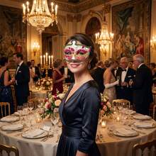 Mascarilla facial pintada a mano para hombre, creativa, portátil, con purpurina, para disfraz de Mardi Gras, ideal como recuerdo de fiesta de cosplay. - Rojo - Ver 1