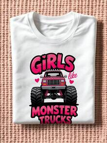 Monster Truck Car Lover T Shirt, Monster Jam Trucks Crushing Cars-3 - White 4 - View 2