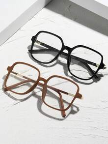 2pcs Plastic Geometric Full Frame Light Ins Style Modern Simple Style All-Match Women Clear Glasses For Daily Life Reading Office Musical Festival Back-To-School Essentials Weekend Outfit Appointment Outfits Holiday Gift Going Out Outfit Suitable For All Face Shapes - Trong sáng - Xem 7