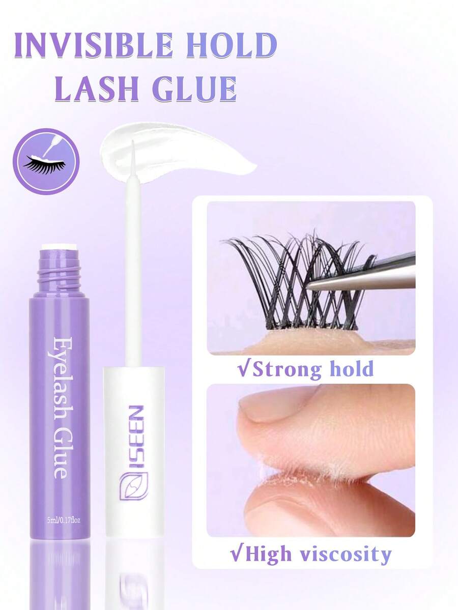 1 قطعة غراء رموش شفاف سعة 5 مل، غراء رموش أبيض طويل الأمد، غراء رموش مقاوم للماء بشكل شريطي، مظهر طبيعي، مناسب للمبتدئين، مناسب كهدية عيد ميلاد/يومية، اكسسوارات رموش اصطناعية، غراء رموش - ارجواني فاتح - مشاهدة 1