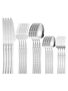 5pcs/20pcs/30pcs Stainless Steel Cutlery Set, Knife Fork Spoon Suitable For Kitchen, Restaurant, Wedding, Party, Holiday Gift
