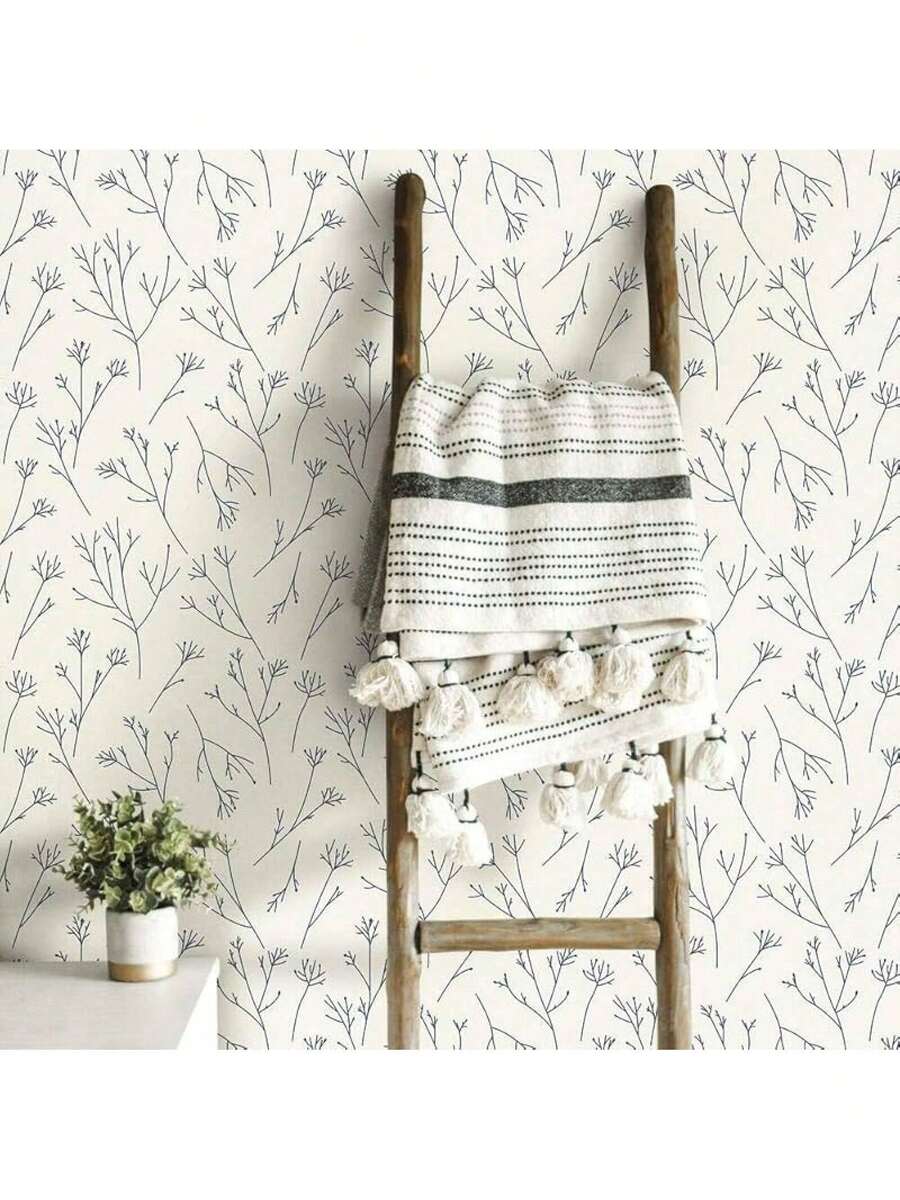 Wall Paper - Navy Blue and White - View 1