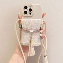 1个时尚长流苏卡套 + 简约米色眼睛设计防震TPU手机壳，适合日常使用，兼容 17/17 Pro/17 Air/17 Pro Max/////系列 - 米色 - 查看 2