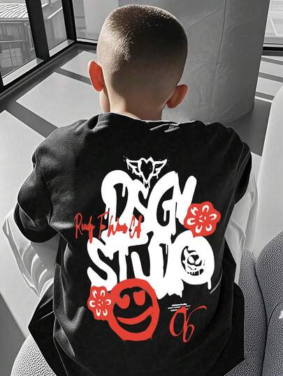 Tween Boy Casual Creative Minimalist Graphic T-Shirt, Suitable For Children In Summer, Teenager Shirt
