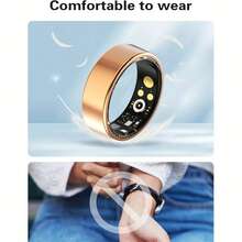 Smart Ring Fitness Tracker, Sleep Monitoring And Sports Data Recording, Multi-Size Fashionable Smart Ring, Ideal Holiday Gift For Men And Women - Gold - View 6