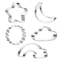 Juego de 5 piezas de cortadores de galletas con diseño de series meteorológicas, molde de galletas creativo DIY, herramientas de horneado específicas - acero inoxidable 430 - Ver 5
