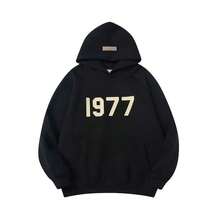 Essentials-1977 2pcs Men's Casual Print Drawstring Hoodies And Pants Set, 2025 New Street Loose Sweatshirt Set For Women And Men, Hip-Hop Skateboard Casual Sportswear For Autumn And Winter - màu đen - Xem 2