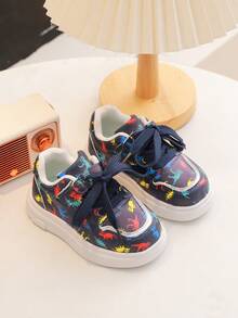 1双儿童鞋，PU皮革鞋面，防滑鞋底，魔术贴搭扣 - 寶藍色 - 查看 3