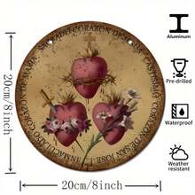 1pc 8"X8" Vintage Aluminum Wall Art Sign - Sacred Heart & Immaculate Heart Of St. Joseph, Ideal Gift For Religious Believers - TYA32600-20x20cm - 查看 4