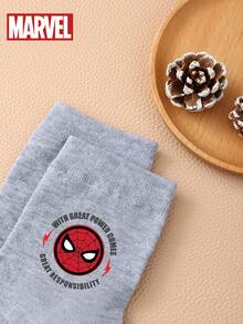 Marvel 1 Pair/5 Pairs/10 Pairs Men's Crew Socks - Spider-Man Patterned Crew Socks, Solid Color Sports Crew Socks, Versatile Style, Suitable For Daily Wear And As Holiday Gifts - Multicolor - View 4