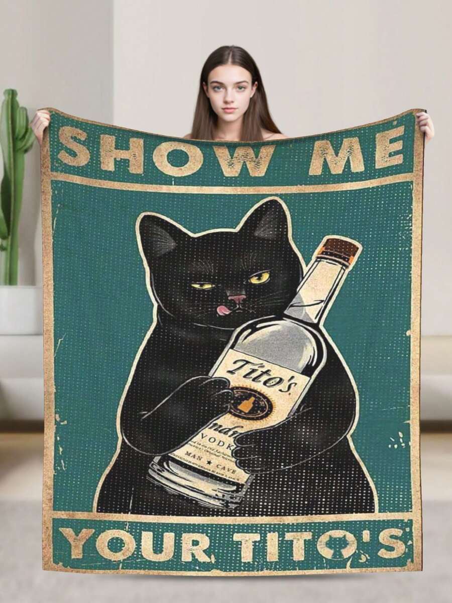 Show Me Your Tito's Soft Flannel Throw Blanket Cozy Plush Fuzzy Fleece Blanket For Sofa Bed Couch Camping Travel All Season Gift - 黑色 - 查看 1