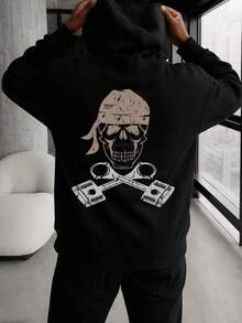 Moletom com capuz masculino, confortável e de estilo simples, modelo regular. Moletom com capuz divertido, preto, para o outono/inverno, ideal para roupas de verão e streetwear. Ótima opção para presente. - Preto - Ver 7