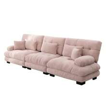 3-Sitzer Modular Ecksofa Mit Tiefensitz, Chenille Schlafsofa Komfortabel Gepolstert Für Wohnzimmer, Apartment, Studio, Office, Chenille Rosa - Pink - View 1