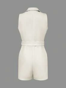 Bộ jumpsuit vải dệt màu trơn, có thắt lưng, thích hợp cho kỳ nghỉ, công sở, mặc hàng ngày, phong cách thanh lịch mùa xuân/hè. - Rượu sâm banh - Xem 4