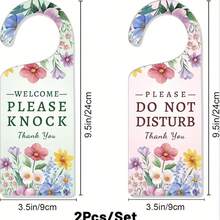 2pcs Floral & Leaf Pattern "Do Not Disturb" Acrylic Door Sign, "Welcome To Knock" Decoration, Suitable For Office, Meeting Room, No Electricity Required