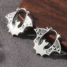 1 Đôi bông tai hình con dơi chạm khắc thủ công kiểu cổ điển, phụ kiện trang sức sáng tạo phù hợp cho các bữa tiệc ngày lễ, trang sức dễ thương - Bạc - Xem 5