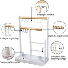 4 Tier Jewelry Organizer, Metal Jewelry  Holder Stand With 18 Holes For Earrings, 12 Hooks For Necklaces & Bracelets, Space Saving Display Rack - 白色 - 查看 7