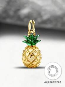 1件简约独特925纯银复古菠萝吊坠串珠DIY吊坠精致首饰礼物，男女皆宜