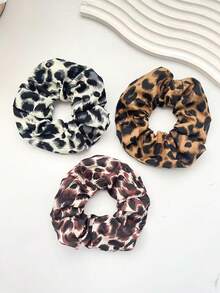 3pcs Leopard Print Scrunchies, High-Quality Elastic Hair Ties, Customizable, Suitable For Autumn/Winter Outfits ,Ponytail Holders ,Hair Rubber Bands ,Hair Rope Head Woman Accessories - Multicolor - View 7