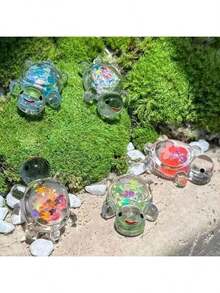 10pcs Glow-In-The-Dark Mini Sea Turtle Ornaments, Sea Turtle Figurines, Glow-In-The-Dark Mini Resin Animals, Cartoon Cute Glowing Little Sea Turtles, Built-In Shiny Sequins Design - Multicolor - View 11