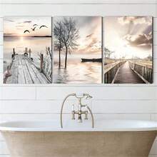 3幅自然风景海报，现代摄影作品，帆布油画，家居装饰，创意礼品，适用于卧室、酒店、客厅、办公室、咖啡厅、商店、墙面装饰，波西米亚风格，可选画框，帆布油画 - 彩色 - 查看 3