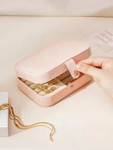 1pc PU Leather Jewelry Box, Double Layer Snap Jewelry Storage Box, Jewelry Collection Box, Ring Box, Pendant Box, Earring Box, Necklace Box, Simple Jewelry Box For Home, Portable Jewelry Box, Multi-Function Jewelry Box, Multi-Compartment Jewelry Display Box, Suitable For Vacation, Beach, Bathroom, Bedroom - Multicolor - View 9