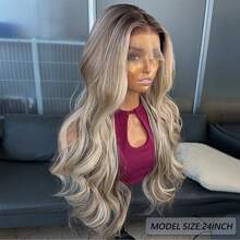 13x4 Synthetic Lace Front Wig, Ombre Gold, 24 Inches Long, Wavy Curly, Glueless Kanekalon Material, Durable Synthetic Wig, Free Part, 150% Density, Suitable For Women's Daily Wear, Natural Soft Appearance, Easy To Wear And Remove, Beginner Friendly - Blonde Ombre - View 5