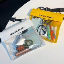 1pc Waterproof Phone Pouch Bag, Large Capacity Diagonal Shoulder Strap, Touchscreen Compatible, For Swimming - Multicolor - View 2