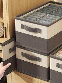 1 pieza Caja de almacenamiento de edredón beige-gris, material duradero, caja de almacenamiento de ropa, almacenamiento compartimentado para artículos sin usar, organización del armario, cesta de almacenamiento plegable, adecuada para el almacenamiento de juguetes en la esquina y el almacenamiento de ropa sucia. - Multicolor - Ver 8