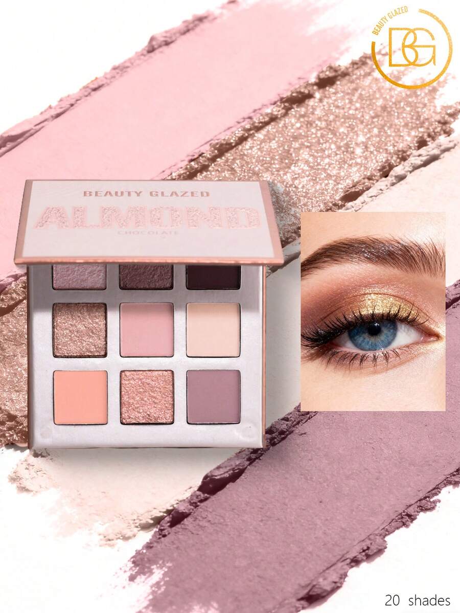 beauty glazed 9色眼影盘，高显色度，哑光、珠光、自然烟熏、闪片，膏状和粉状质地，防水彩妆盘 - #K - 查看 1