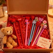5/10pcs Valentine's Day Ballpoint Pens, Heart-Shaped Rose Cute Signature Pens, Student Back To School Stationery Pens, Holiday Gifts/Classroom Prizes/Party Favors, Random Styles - Multicolor - View 2