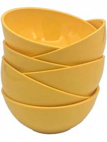 Platos Hondos de Plastico, Bowls de Cocina, Tazon, Sopero, Cuenco Reutilizables, Apilables de 400ml y 14cm de Diametro, sin BPA, Apto para Microondas, Lavavajillas, Hogar y Negocio - Amarillo - Ver 1