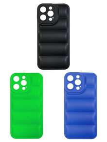 Ốp điện thoại mềm mại, chống sốc màu đen/xanh dương/xanh lá huỳnh quang, chất liệu 3D mềm mại với thiết kế viền chống trượt, tương thích với iPhone 11/12/13/14/15 Pro Max/16/16 Plus/16 Pro/16 Pro Max/17 Pro Max/17. - Nhiều màu - Xem 22