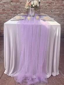 1件浪漫珍珠蕾丝桌布，可用于婚礼拱门、新娘送礼会等场合的桌布装饰，刺绣薄纱防皱白色甜点桌布，适合各种活动，雪纺蕾丝桌布也适合情人节等场合，营造浪漫氛围。 - 彩色 - 查看 9