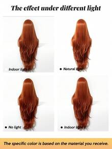 5-Star Rated 32in/81cm Long Wavy Dirty Orange Hairless Wig - Women's Heat Resistant Synthetic Wig, Natural Looking, Suitable For Cosplay, Colored Synthetic Wigs, High Temperature Wigs, Ideal For Women's Daily Fashion Styling, Also Suitable For Halloween And Christmas Occasions. - 臟橘色 - 查看 8