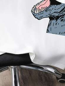 Tween Boys' Casual Cartoon Dinosaur Print Short Sleeve T-Shirt, Summer - White - View 6