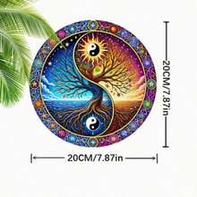 1pc Vintage Wooden Life Tree Sign - 19.99cm Round Wreath With Farmhouse Decor, Suitable For Home And Party Entrance, Perfect Gift For Friends, Holiday Hanging Decor, Seasonal Wall Art, No Power Required - Multicolor - View 5