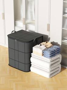 1个家用收纳整理袋，毛绒玩具收纳袋，衣物床上用品收纳袋，抽屉衣柜整理袋，升级加厚面料，加宽舒适提手，适合家用收纳、仓库收纳，也是馈赠亲友的佳品。卧室收纳整理，家居收纳，女士白色T恤，女士黑色裤子，女士冬装，连衣裙 - 深灰色 - 查看 9