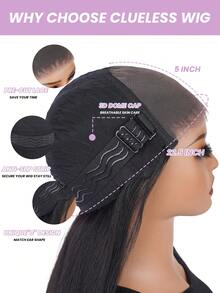 6x5 Lace Wear And Go Glueless Wig Human Hair Pre-Plucked, Pre-Cut Lace Glueless Wigs, No Glue Lace Front Closure Wig Straight, 180% Density, 24 Inch