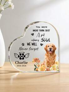 Personalized Pet Memorial Acrylic Heart-Shaped Plaque, 22 Styles Available - Curved Heart-Shaped Pet Memorial, Commemorate Beloved Dogs Or Cats, Customizable Desktop Decor, Memorialize Cherished Pets - Ideal For Pet Lovers - Pet Memorial Gift, Christmas Pet Decor, Pet Lover Gift, Customized Christmas Decoration, Christmas Gift, Personalized Gift - Multicolor - View 25
