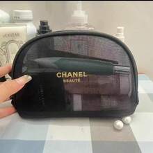 CHANEL 透明网眼化妆包贝壳手拿包黑色化妆包便携收纳包旅行包透明网眼化妆包黑色贝壳包透明收纳包便携手拿包旅行洗漱包 - 黑色 - 查看 1