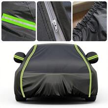 210T Heavy Duty Car Cover - All Weather Protection, Waterproof/Windproof/UV Resistant | Full Length Zipper Door, Easy To Put On And Take Off | Universal Fit For SUV, Sedan, Hatchback And Pickup - Black - View 4