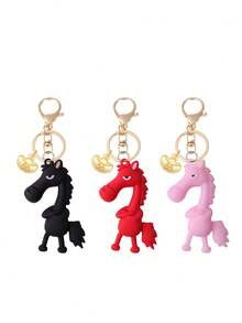 2026 Year Of The Horse Keychain, Zodiac Horse Charm With Mane Detailing, Elegant Horse-Shaped Bag And Car Pendant, Durable Key Ring Accessory In Black Pink And Red, Symbol Of Success And Good Luck, Ideal Chinese New Year Spring Festival Gift And Festive Decoration For Men Horse Lovers - Multicolor - View 3