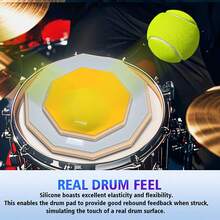8英寸多色橡胶消音垫，高品质垫子，双面三层静音鼓练习垫，适合初学者套装、鼓练习、多层设计、小巧便携，鼓练习套装，初学者鼓手 - 彩色 - 查看 8
