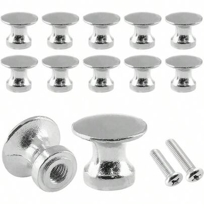 12 Pcs Cabinet Knobs 1/2 Inch Dia Silver Drawer Knobs Handles Knobs Jewelry Box Case