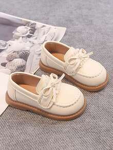 1 Pair Girls' Fashion Flat Slip-On Leather Shoes, Anti-Slip Toddler Shoes, Breathable Soft Sole Mary Jane Shoes, Suitable For Outdoor, Beach, Travel, Campus, Running, Dance, Spring/Summer/Autumn - Beige - View 3