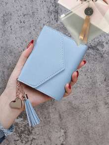 Fashionable & Cute Tassel Decorated Wallet, Faux Leather Multi-Function Wallet, Women's Short Wallet, Coin & Card Holder Gift, Suitable For Valentine's Day, Back To School, Mother's Day Gifts, Can Be Placed In Ladies Handbag - Multicolor - View 12
