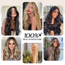 تمديدات شعر طبيعي بشري لون أسود 50 خصلة، تمديدات شعر بشري مريحة للارتداء، تمديدات شعر بشري طويلة مستقيمة، شعر ناعم مستقيم غير مرئي - متعدد الألوان - مشاهدة 7