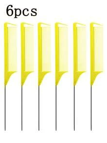 Rat Tail Comb Steel Pin Rat Tail Carbon Fiber Heat Resistant Teasing Combs With Stainless Steel Pintail - Multicolor - View 7